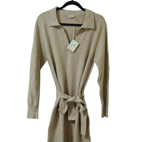 Faherty Jackson Sweater Dress Long Sleeve Large Oatmeal Heather NWT - Picture 3 of 6